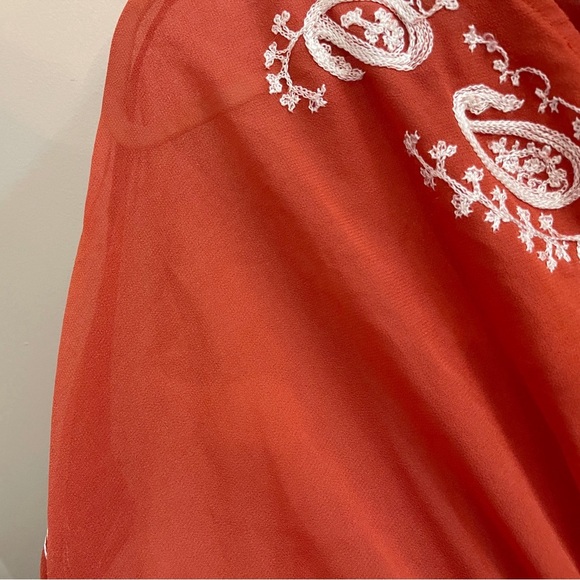 Boho Chic Y2k Embroidered Batwing Blouse Fairycore Summer Casual Western - Picture 5 of 6